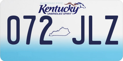KY license plate 072JLZ