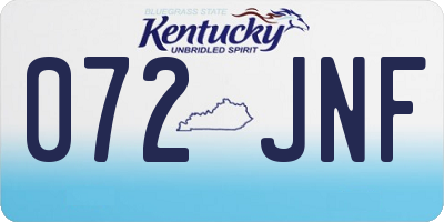 KY license plate 072JNF
