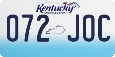 KY license plate 072JOC