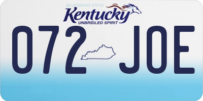 KY license plate 072JOE
