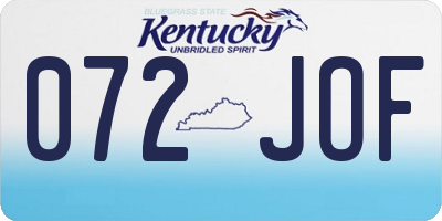 KY license plate 072JOF