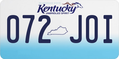 KY license plate 072JOI
