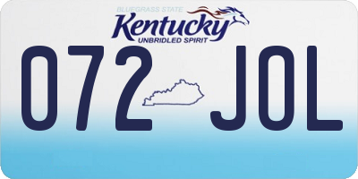 KY license plate 072JOL