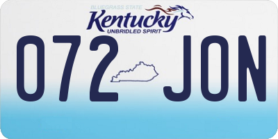 KY license plate 072JON