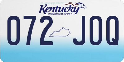 KY license plate 072JOQ