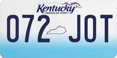 KY license plate 072JOT