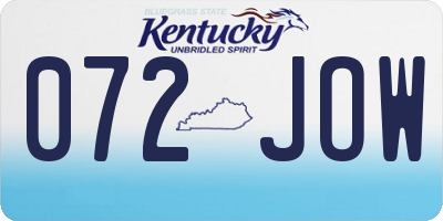 KY license plate 072JOW