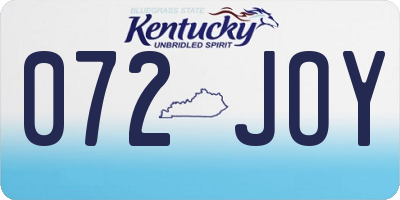 KY license plate 072JOY
