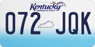 KY license plate 072JQK