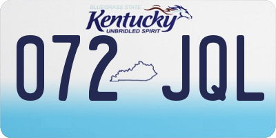 KY license plate 072JQL