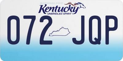 KY license plate 072JQP