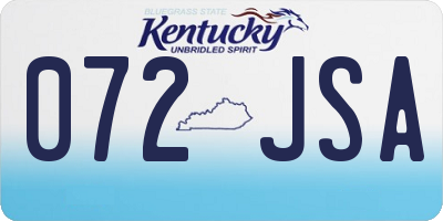 KY license plate 072JSA