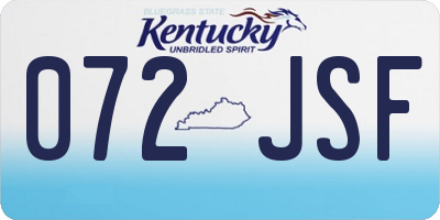 KY license plate 072JSF