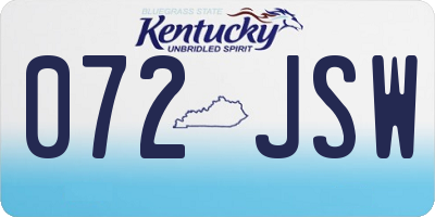 KY license plate 072JSW