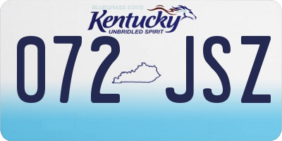 KY license plate 072JSZ