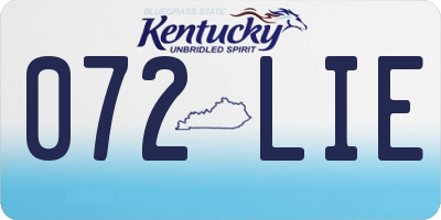 KY license plate 072LIE