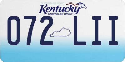 KY license plate 072LII