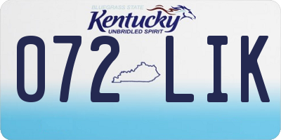 KY license plate 072LIK