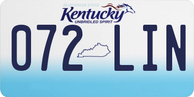 KY license plate 072LIN
