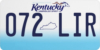 KY license plate 072LIR