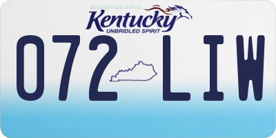 KY license plate 072LIW