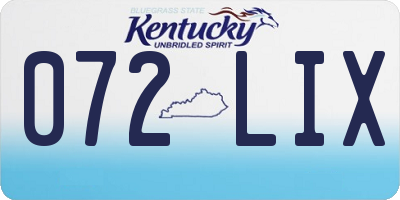 KY license plate 072LIX