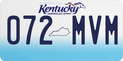 KY license plate 072MVM
