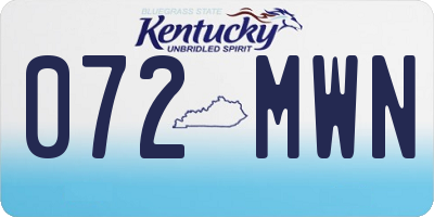 KY license plate 072MWN