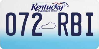 KY license plate 072RBI