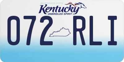 KY license plate 072RLI