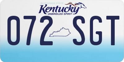 KY license plate 072SGT