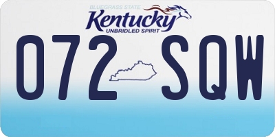 KY license plate 072SQW