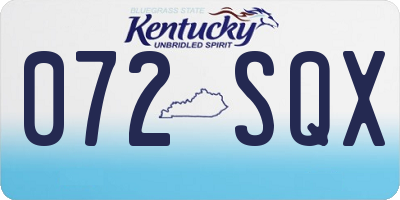 KY license plate 072SQX