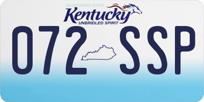 KY license plate 072SSP