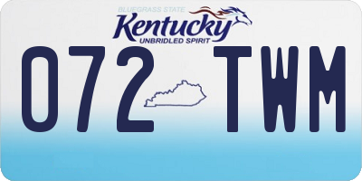 KY license plate 072TWM