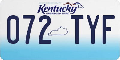 KY license plate 072TYF