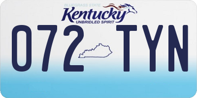 KY license plate 072TYN