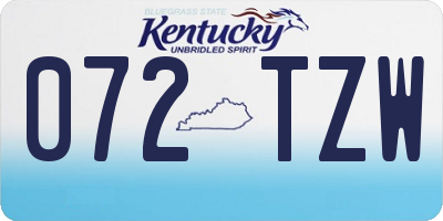 KY license plate 072TZW
