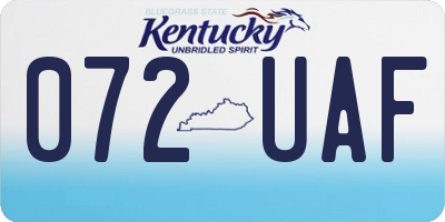 KY license plate 072UAF