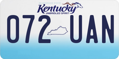 KY license plate 072UAN