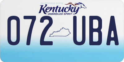 KY license plate 072UBA