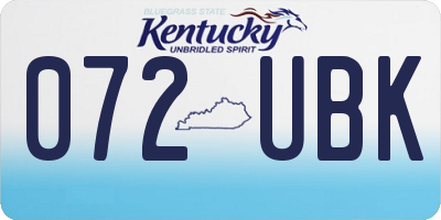 KY license plate 072UBK