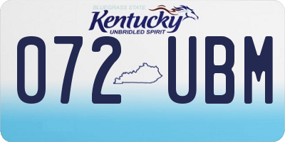 KY license plate 072UBM