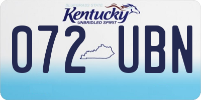 KY license plate 072UBN