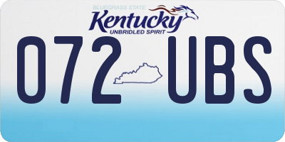 KY license plate 072UBS