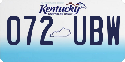 KY license plate 072UBW