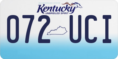 KY license plate 072UCI