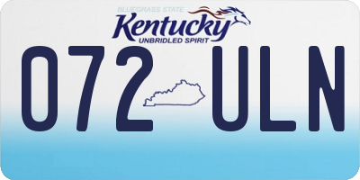 KY license plate 072ULN