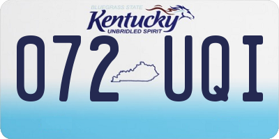 KY license plate 072UQI