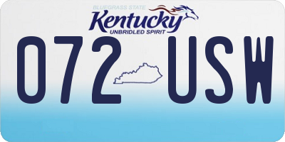 KY license plate 072USW
